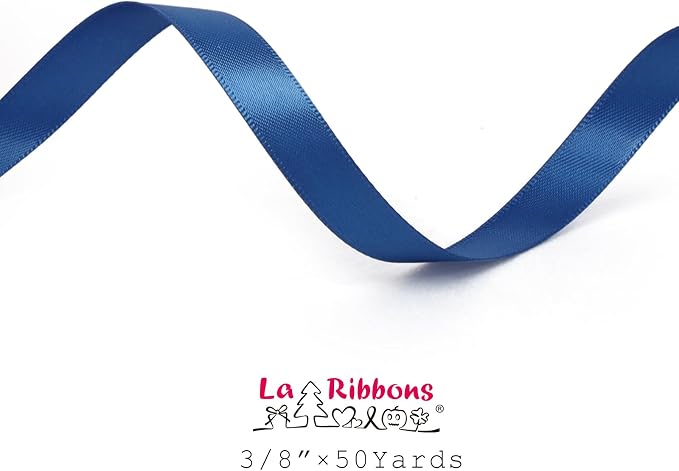 LaRibbons 3/8 Inch 50 Yard Double Faced Satin Ribbon, Royal Blue Small Satin - Image 5