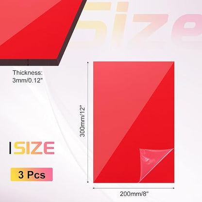 uxcell 3Pcs Acrylic Sheets 12x8 Inch Acrylic Panel 1/8 Inch-3mm Plastic Board - Image 2