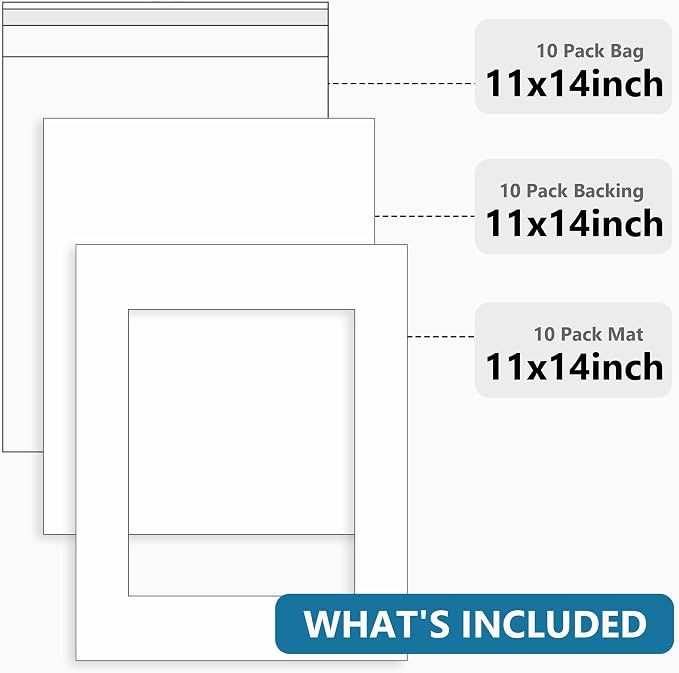 Somime 10 Pack White Photo Mats 11x14 - Image 2