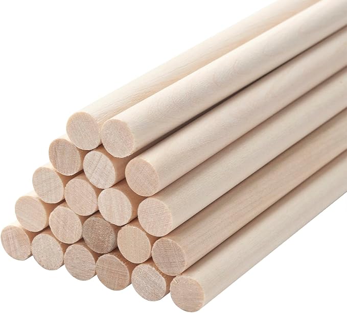 Wooden Dowels Round Wood Dowel Rods 3/8 x 15 Inch, Unfinished Hardwood Sticks by Coowayze