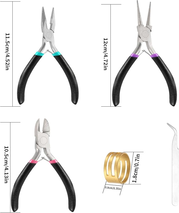 3 Pcs Jewelry Making Tools Pliers Kit, Includes Needle Nose/Round Nose - Image 2