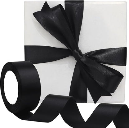 Black Solid Satin Ribbon 1-1/2 Inch 25 Yards Solid Polyester Fabric Ribbon - Image 5