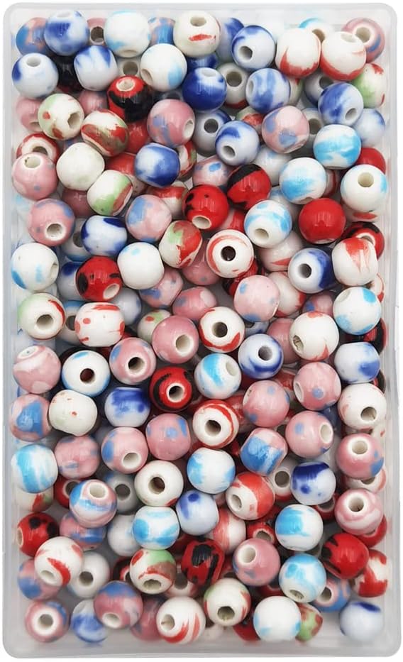 INSPIRELLE 180 Pieces Porcelain Beads Chinese Round Ceramic Beads 8mm by INSPIRELLE