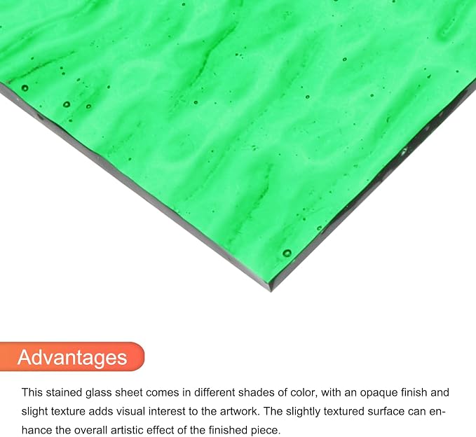 MECCANIXITY 2 Pcs Stained Glass Sheet Mosaic Tile 7.9 Inch x 5.9 Inch Emerald - Image 4