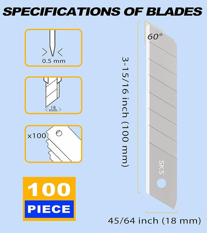 DOWELL 18mm Snap Off Blade SK5 Utility Knife Retractable Blades Box Cutter - Image 2