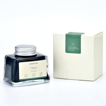 Hongdian Fountain Pen Bottled Ink Teal Color, 60ml Non Carbon Inkwell Bottle - Image 3