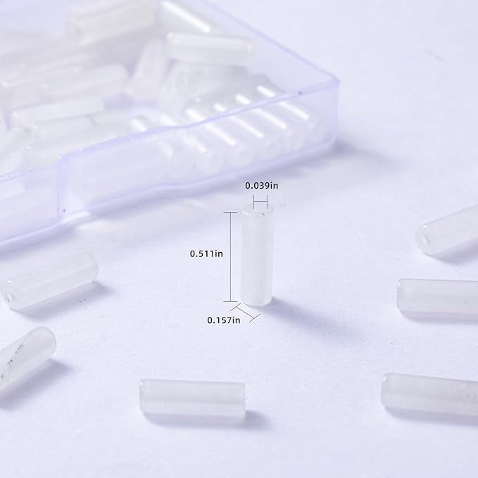 Natural White Agate Cylinder Tube Beads 4x13mm 38cm/str Loose Semi Gemstone - Image 3