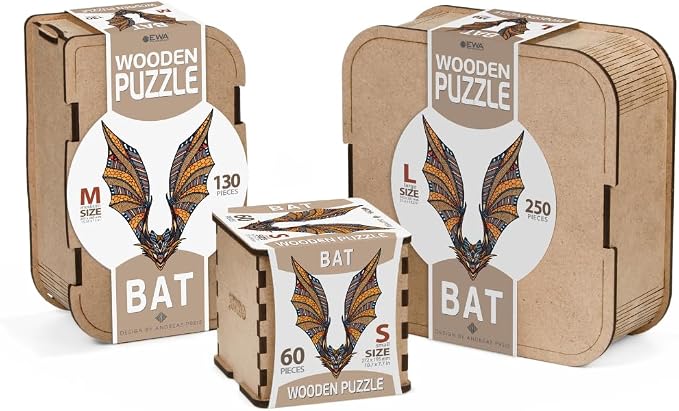 EWA Home Décor – Bat Small 60 Pieces – Wooden Jigsaw Puzzle - Image 4