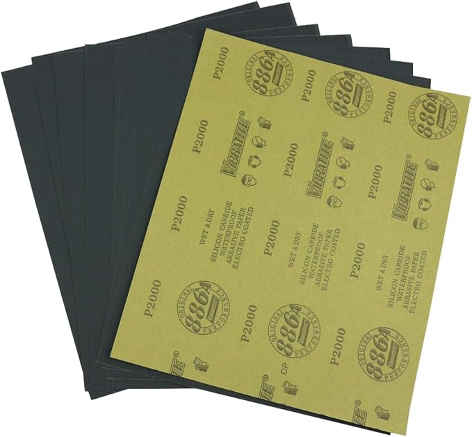 Sandpaper Sheets, 2000 Grit Dry Wet Sand Paper, 9 x 11 Inch, Silicon Carbide by MAXMAN