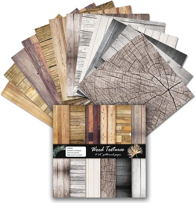 6x6 Inch Scrapbook Paper Pad, Single Sided 12 Unique Vintage Wood Designs - Image 5