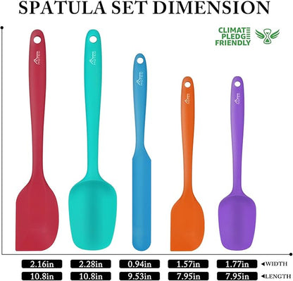 HOTEC Heat Resistant 600℉ Food Grade Silicone Rubber Spatula Set - Image 2