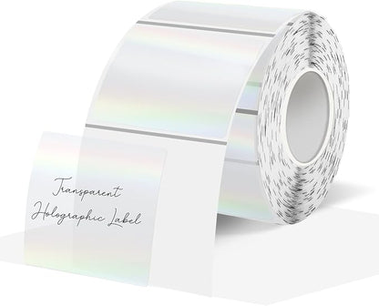 Square Transparent Clear Thermal Labels Stickers, 1.5 Inch Holographic Clear by Unknown