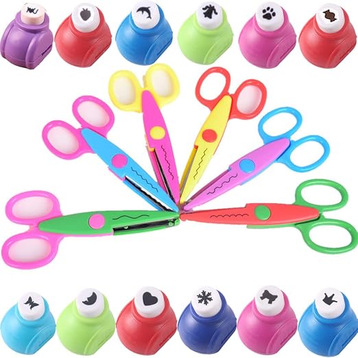 Scrapbook Paper Punch and Decorative Scissors, Qtopun 6 Pcs Creative Scissors by Qtopun