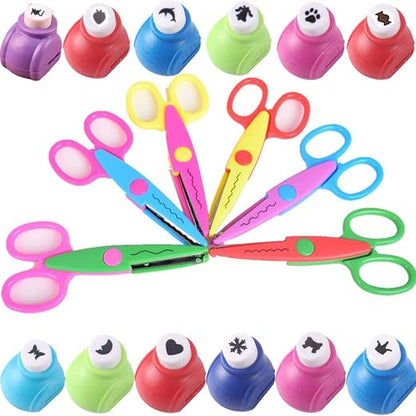 Scrapbook Paper Punch and Decorative Scissors, Qtopun 6 Pcs Creative Scissors by Qtopun