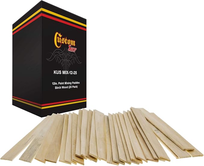 Custom Shop Paint Mix Sticks Pack of 25 Each 12" Birch Paint Mixing Paddles by CustomShop