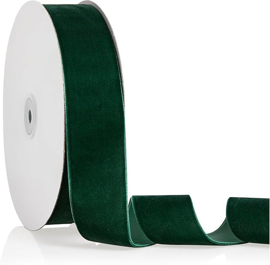 1.5" X 20 Yards Forest Green Velvet Ribbon by Bomybaw