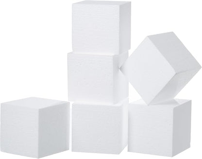 Crafare 4x4x4inch Square Foam Blocks 6 Pack Polystyrene Foam Cubes by Crafare