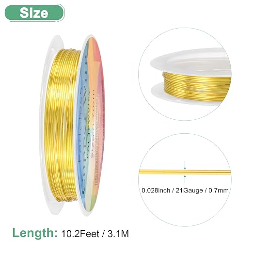 0.7 mm/21 Gauge Copper Wire for Jewelry Making, 10.2FT Copper Beading Craft - Image 3