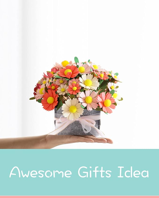 DIY Felt Flower Art Craft Kit, Daisy Bouquet Kit, Floral Gifts, Beginner Craft - Image 2