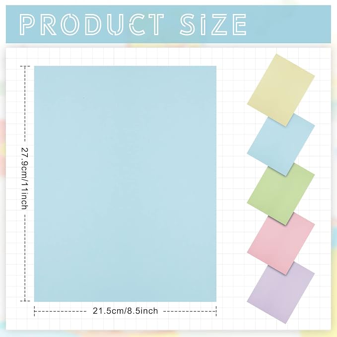 Sinmoe 100 Sheets 5 Shades Cardstock Paper 8.5 x 11 Inches 180gsm Solid Core - Image 2