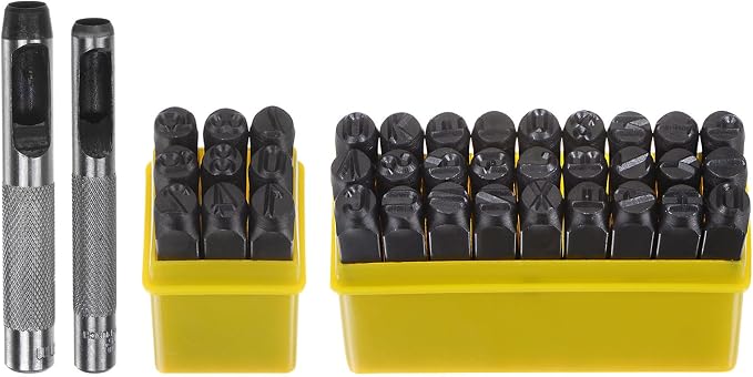 HARFINGTON 36pcs Metal Stamping Kit 5/16" Steel Letter Punch Press Tool by HARFINGTON