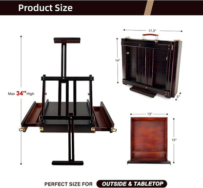 Large Walnut Sketchbox Table-Top Easel - Image 2