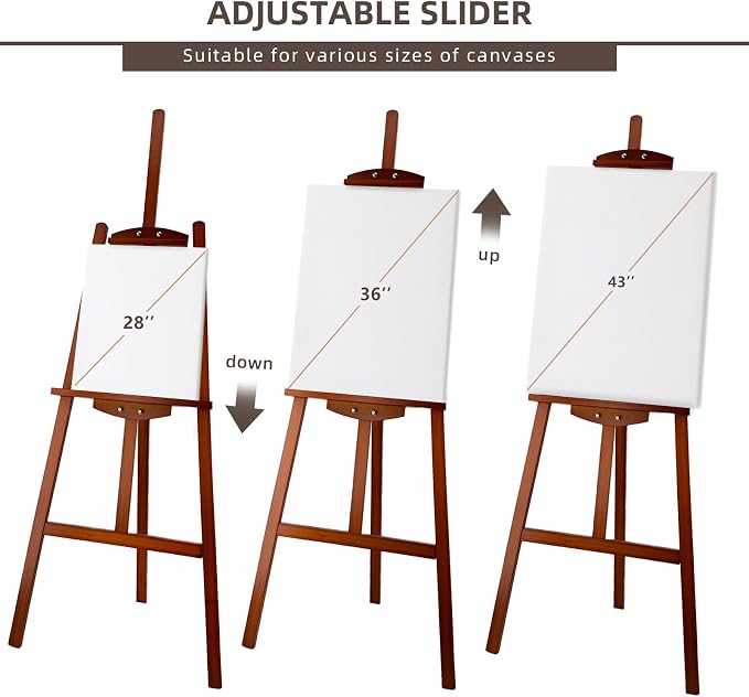 Adjustable Wooden Painting Easel, Pine Art Easel Stand Hold up to 43'' - Image 4