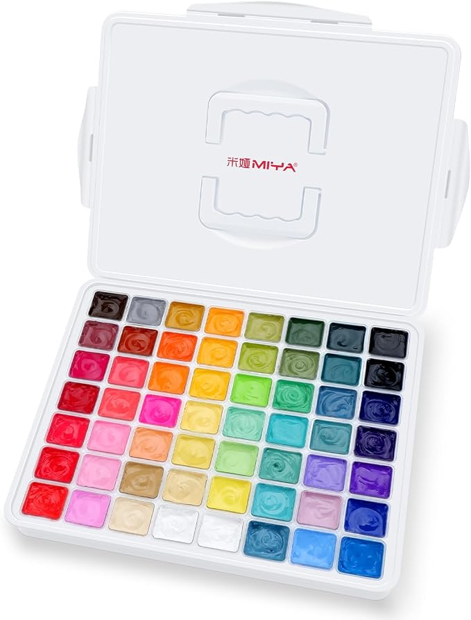 HIMI Gouache Paint Set, 56 Colors x 30 ml Jelly Cup Design in a Carrying Case by ARTME