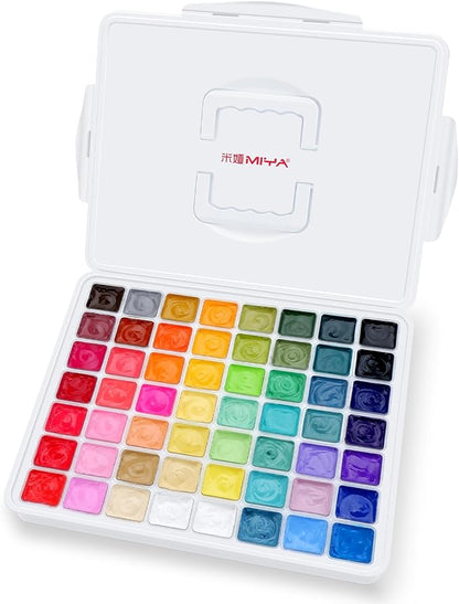 HIMI Gouache Paint Set, 56 Colors x 30 ml Jelly Cup Design in a Carrying Case by ARTME
