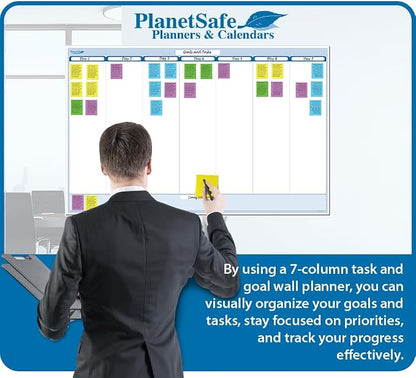 Sky Blue 7-Column Task, Goals & Objective Wall Horizontal Organizer 32" x 48". - Image 2