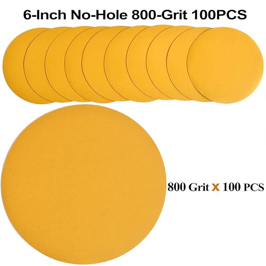 6-Inch No-Hole Hook and Loop Sanding Discs 800-Grit, Random Orbital Sandpaper - Image 2