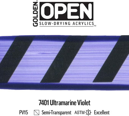 OPEN Slow-Drying Acrylics by GOLDEN, Ultramarine Violet, 2 fl oz. tube - Image 6