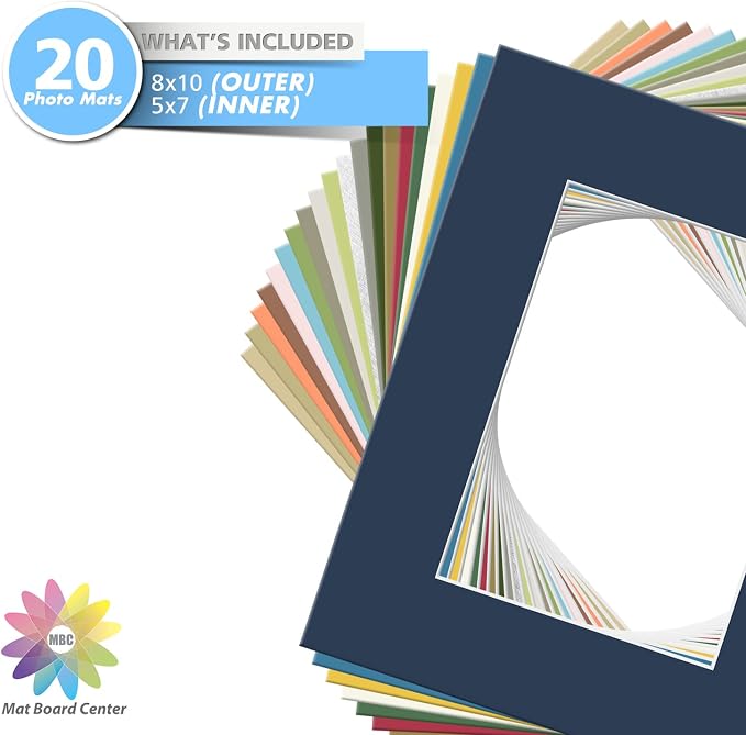 Mat Board Center, 8x10 Mixed Colors White Core Picture Mats Mattes Matting - Image 3