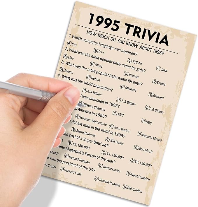 QUPT 30th Birthday Party Games, 1995 Trivia Games, Birthday Party Supplies - Image 4