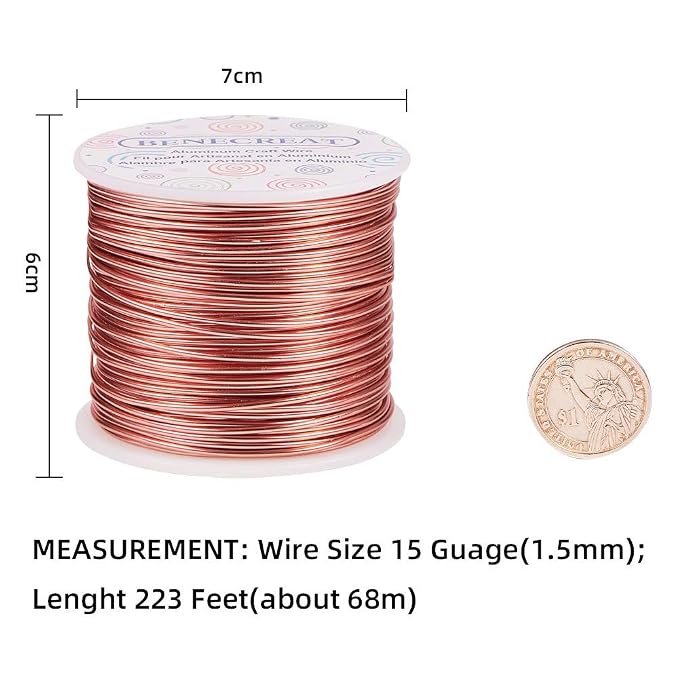 BENECREAT 15 Gauge 220FT Aluminum Jewelry Craft Wire - Image 2
