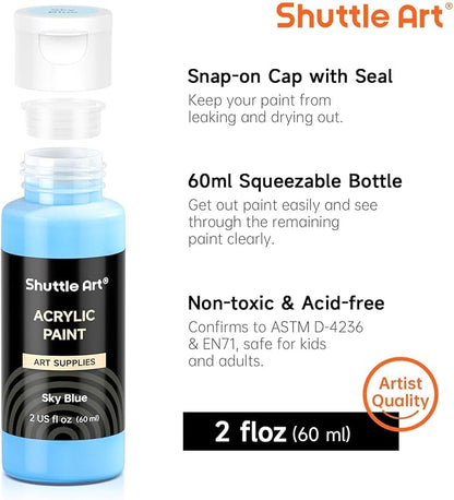 Shuttle Art Acrylic Paint, 25 Colors Acrylic Paint Set, 2oz/60ml Bottles - Image 3