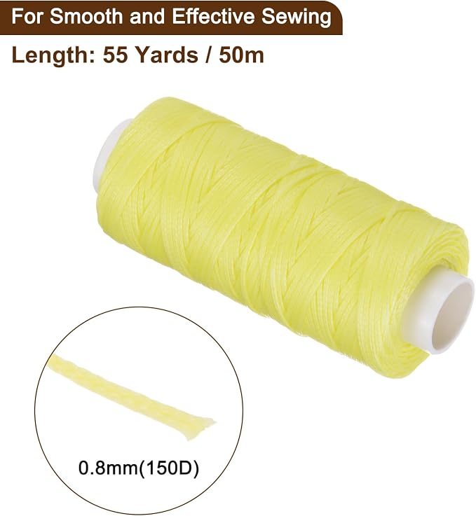 uxcell Leather Sewing Waxed Thread, 55 Yards / 50m 0.8mm 150D Flat Polyester - Image 2