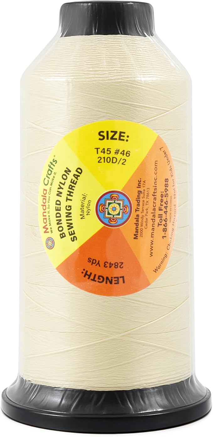 Mandala Crafts Size 46 210D T45 Bonded Nylon Thread Ivory Heavy Duty Sewing - Image 3