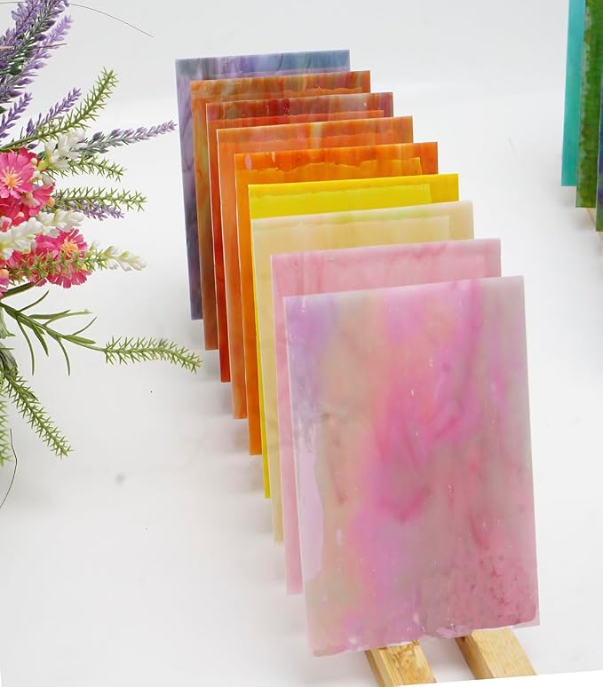 Lanyani 26 Sheets Sparkly Iridescent Stained Glass Sheets Variety Assortment - Image 3