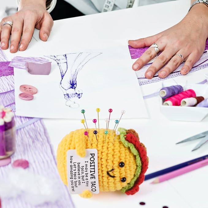 Taco Pin Cushion, Handmade Knitted Pincushions, Cute Pin Cushions Needle Holders - Image 5