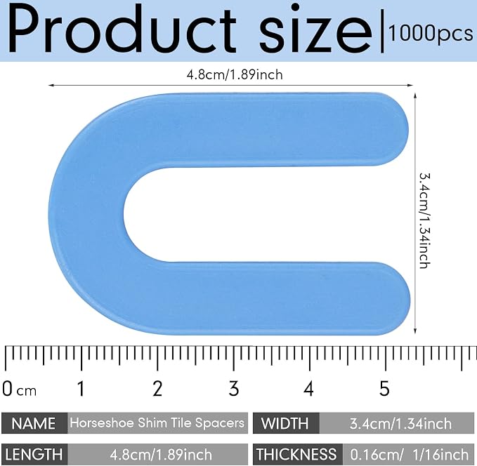Yookeer 300 Pieces Tile Leveling System Tile Spacers 1/16 Inch, Horseshoe Shim - Image 2