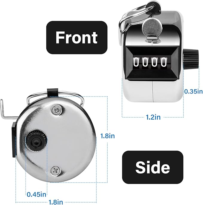 Tally Counter, 4-Digit Clicker Counter, Metal Hand Tally Counters Clicker Pitch - Image 5