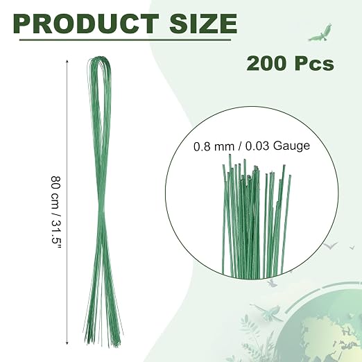 PATIKIL 32 Inch 22 Gauge Floral Stem Wire, 5 Pack/200 Pieces Bouquet Stem Paper - Image 2