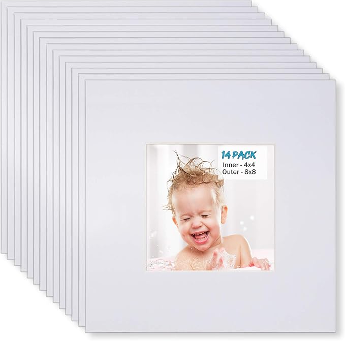 Egofine 8x8 White Picture Mats, Frame Mattes by Egofine