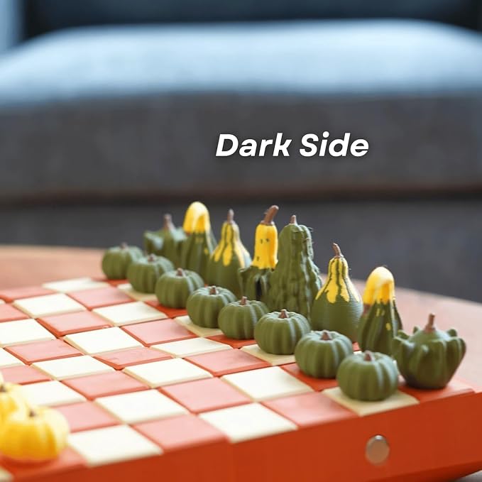Pumpkin Game Set: Magnetic Chess Checkers, Dice Tower, Card Holder, Gourd - Image 5