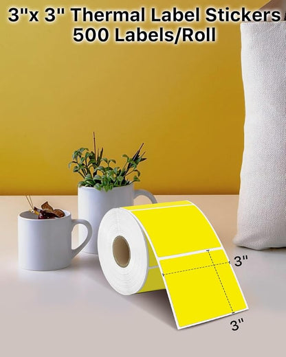 iEager Yellow Square Thermal Label Stickers, 500 Sheets/Roll - Image 2