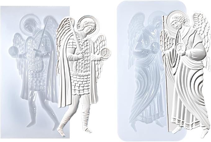 Art Molds for Polyclay Air Dry Clay Plaster, 2 Carved Archangel Symbols by FUNSHOWCASE
