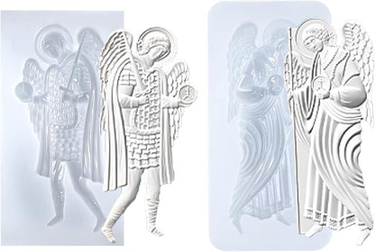 Art Molds for Polyclay Air Dry Clay Plaster, 2 Carved Archangel Symbols by FUNSHOWCASE