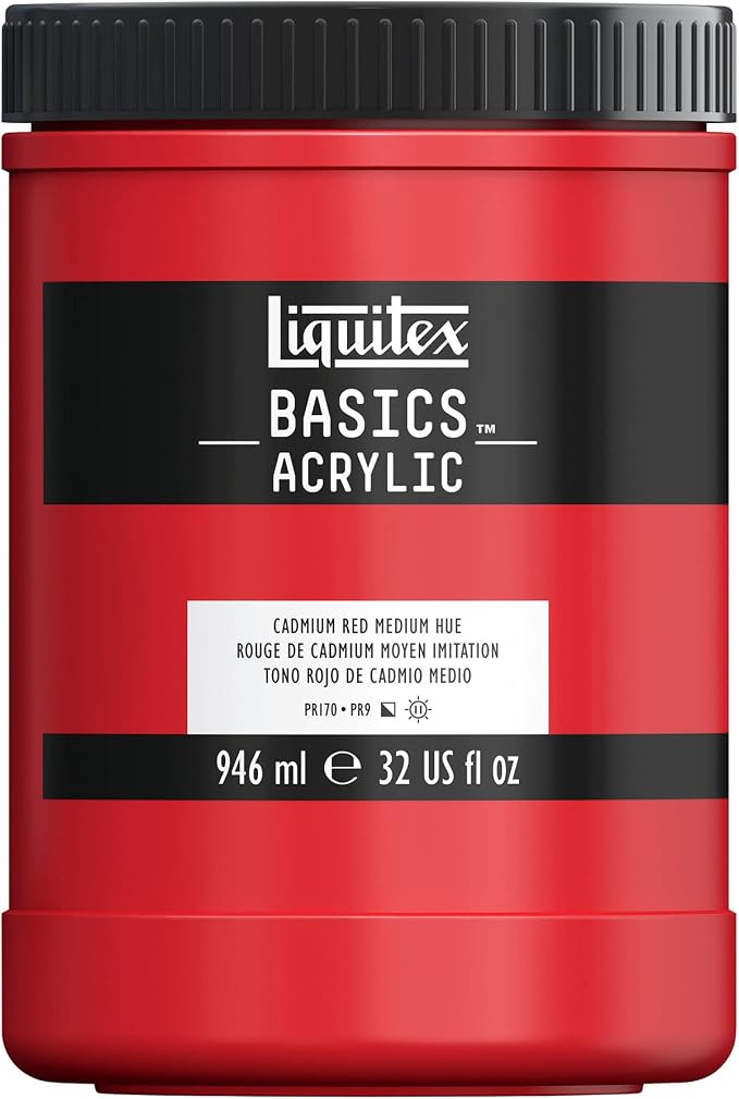 Liquitex BASICS Acrylic Paint, 946ml Jar, Cadmium Red Medium Hue by Liquitex
