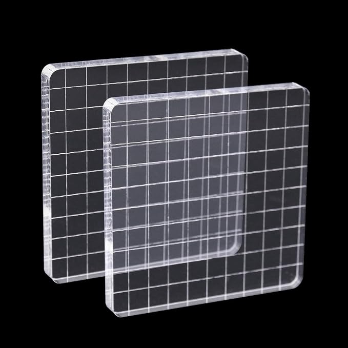 2Pcs Clear Stamp Blocks Set, Square 4 x 4 Inch Acrylic Blocks by QIMOO